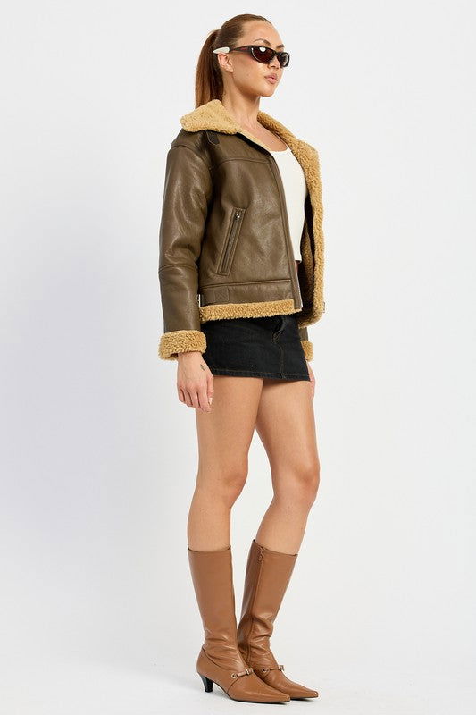 Emory Park Shearling Moto Jacket us.meeeshop - 