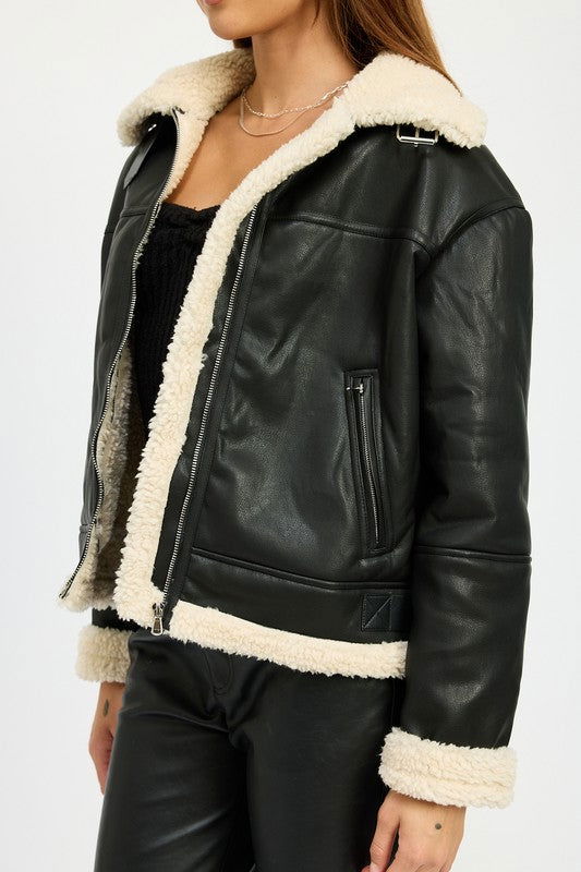 Emory Park Shearling Moto Jacket us.meeeshop - 