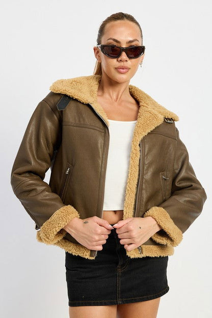 Emory Park Shearling Moto Jacket us.meeeshop - 