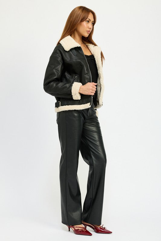 Emory Park Shearling Moto Jacket us.meeeshop - 