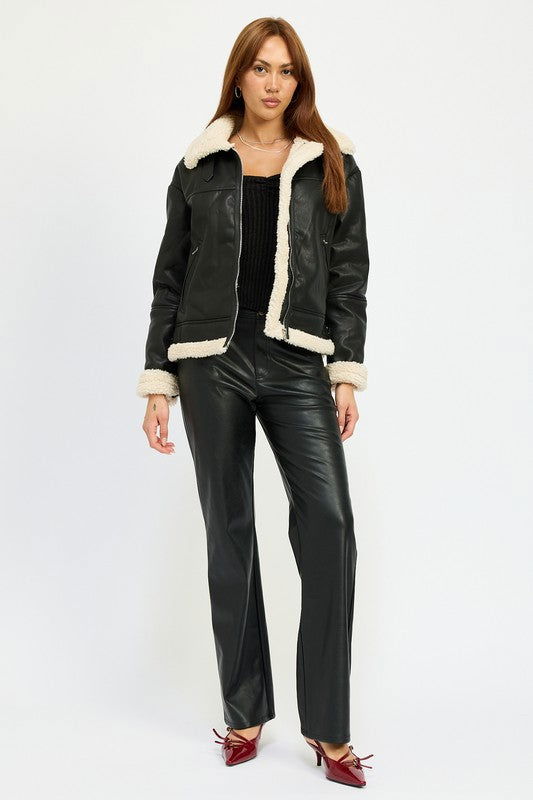 Emory Park Shearling Moto Jacket us.meeeshop - 