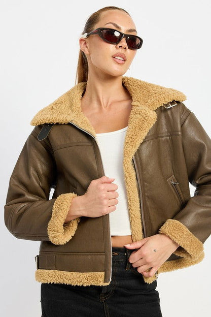 Emory Park Shearling Moto Jacket us.meeeshop - 