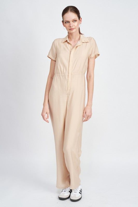 Emory Park | Short Sleeve Jumpsuit With Open Back us.meeeshop - Jumpsuits & Rompers