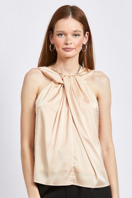 Emory Park | Sleeveless Blouse With Twist Front us.meeeshop - Shirts & Tops