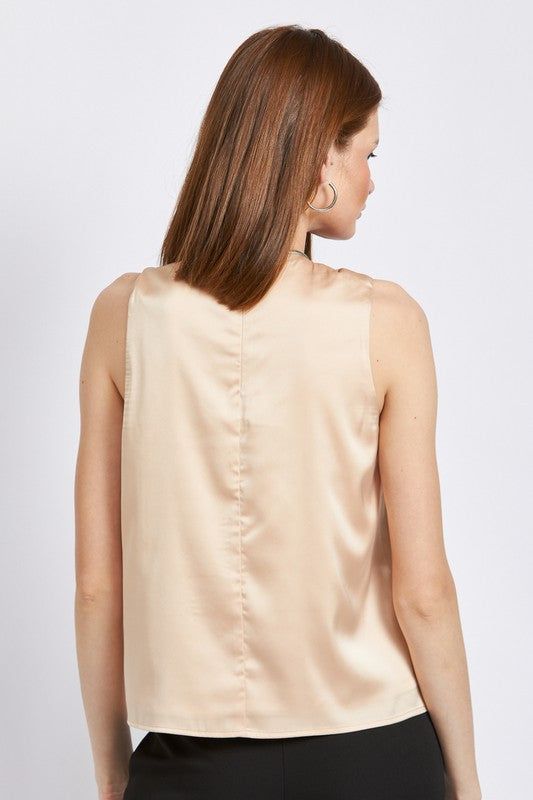 Emory Park | Sleeveless Blouse With Twist Front us.meeeshop - 