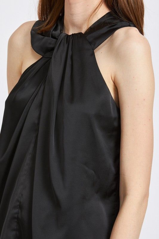 Emory Park | Sleeveless Blouse With Twist Front us.meeeshop - 