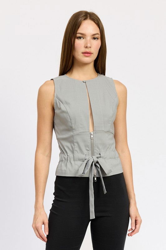 Emory Park Sleeveless Top With Front Cutout us.meeeshop - Shirts & Tops