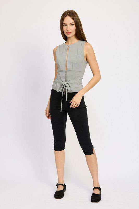 Emory Park Sleeveless Top With Front Cutout us.meeeshop - 