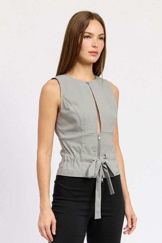 Emory Park Sleeveless Top With Front Cutout us.meeeshop - 