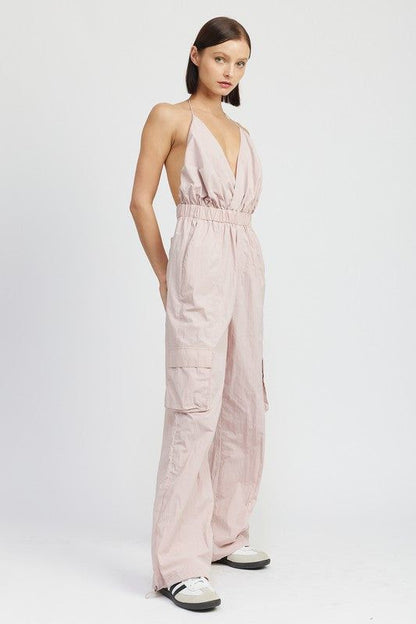 Emory Park Spaghetti Strap Cargo Jumpsuit us.meeeshop - 