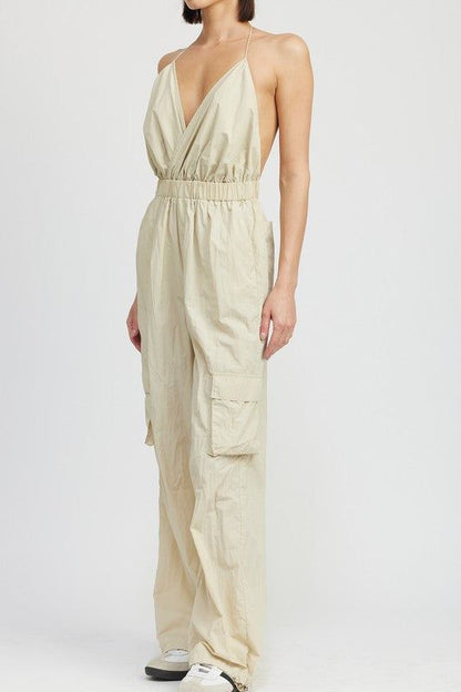 Emory Park Spaghetti Strap Cargo Jumpsuit us.meeeshop - 