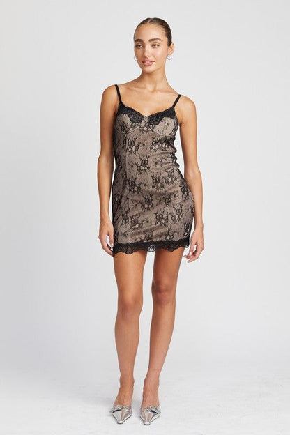 Emory Park Spaghetti Strap Mini Lace Dress us.meeeshop - Dresses