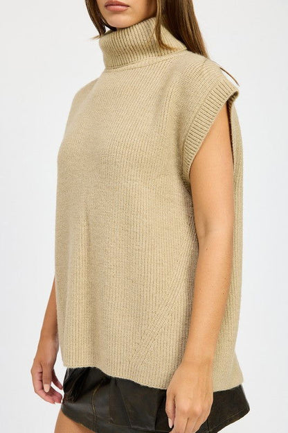 Emory Park Split Back Turtle Neck Sweater Top us.meeeshop - 