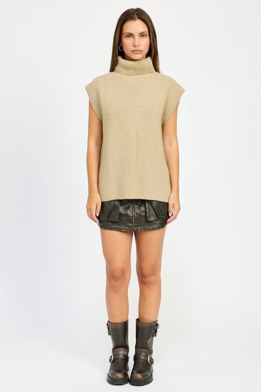 Emory Park Split Back Turtle Neck Sweater Top us.meeeshop - 