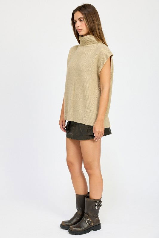 Emory Park Split Back Turtle Neck Sweater Top us.meeeshop - 