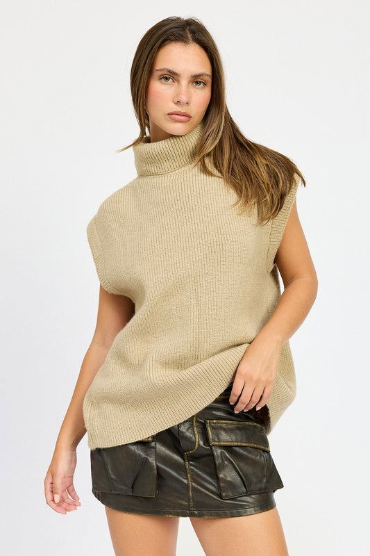 Emory Park Split Back Turtle Neck Sweater Top us.meeeshop - Shirts & Tops