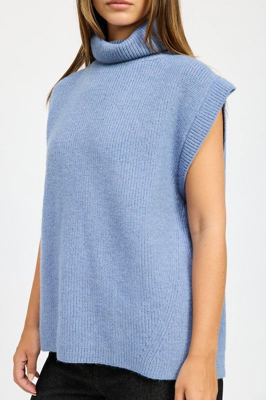 Emory Park Split Back Turtle Neck Sweater Top us.meeeshop - 