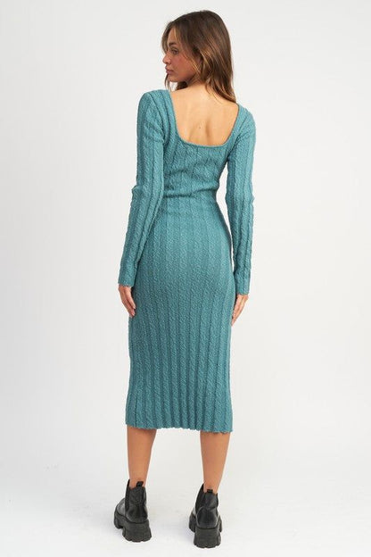 Emory Park Square Neck Ribbed Midi Dress us.meeeshop - 