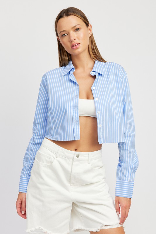 Emory Park Striped Cropped Shirt With Cut Edge | us.meeeshop