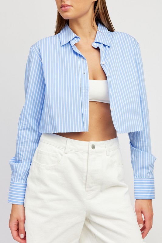 Emory Park Striped Cropped Shirt With Cut Edge | us.meeeshop