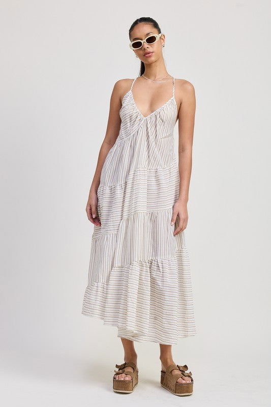 Emory Park Striped Cross Back Maxi Dress us.meeeshop - Dresses