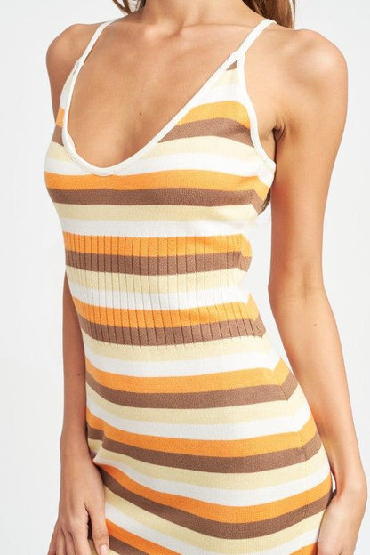 Emory Park | Stripped Bodycon Mini Dress us.meeeshop - 