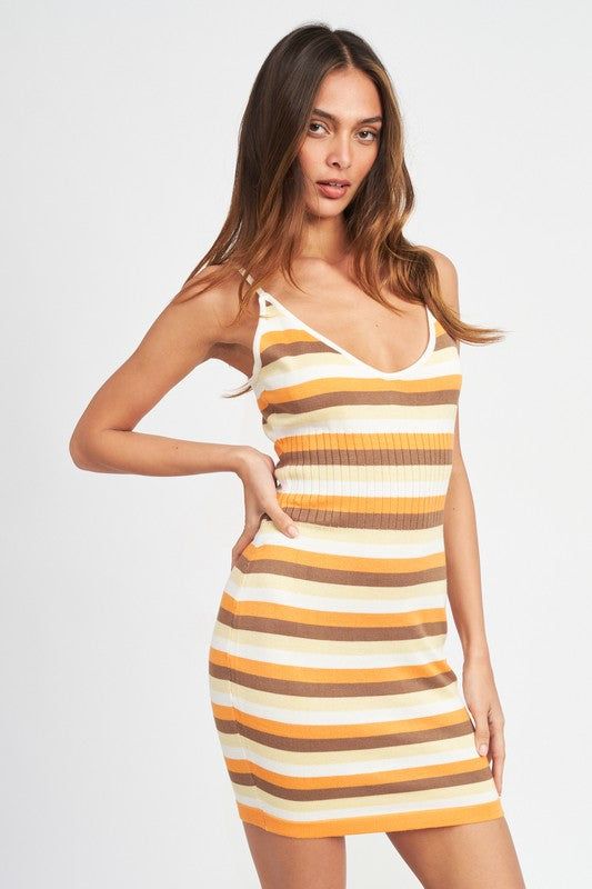 Emory Park | Stripped Bodycon Mini Dress us.meeeshop - 