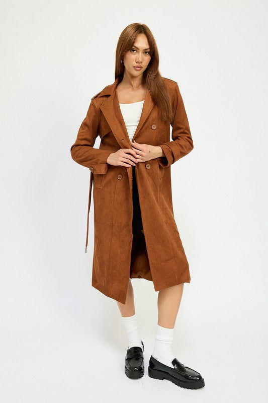 Emory Park Suede Trench Coat us.meeeshop - Coats & Jackets