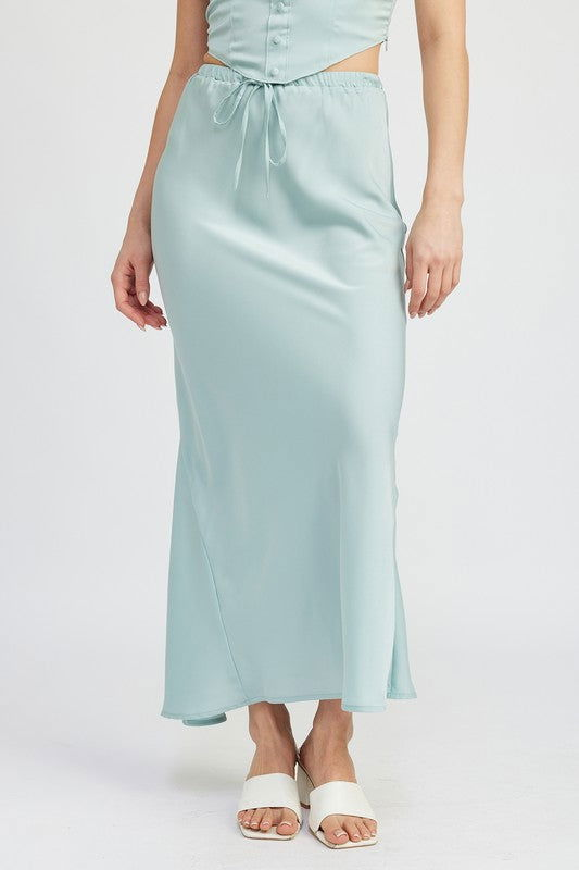 Emory Park Tie Front Satin Midi Skirt us.meeeshop - Skirts