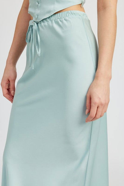 Emory Park Tie Front Satin Midi Skirt us.meeeshop - 