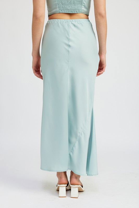 Emory Park Tie Front Satin Midi Skirt us.meeeshop - 