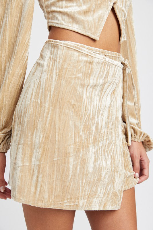 Emory Park Velvet Mini Wrapped Skirt | us.meeeshop