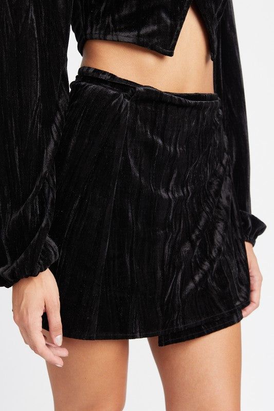 Emory Park Velvet Mini Wrapped Skirt us.meeeshop - 