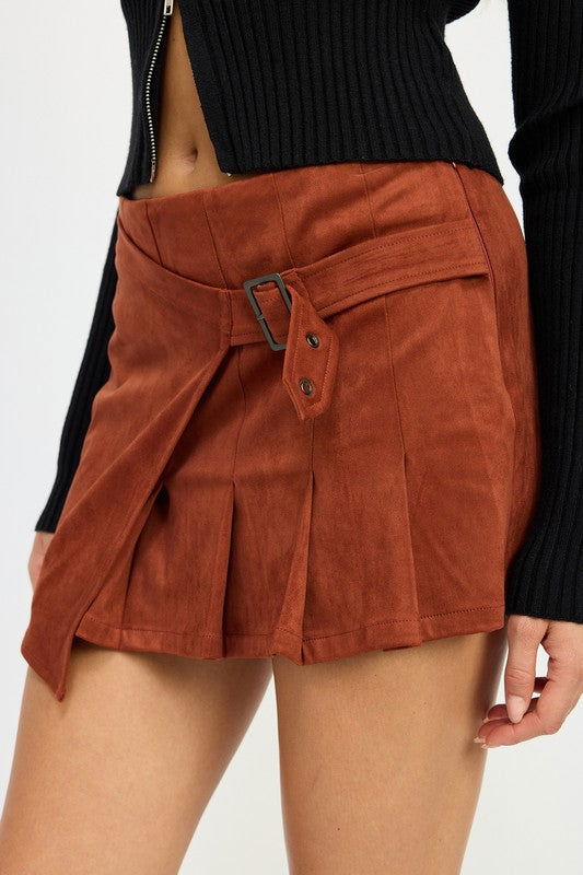 Emory Park Wrapped Buckle Belt Mini Skirt us.meeeshop - 