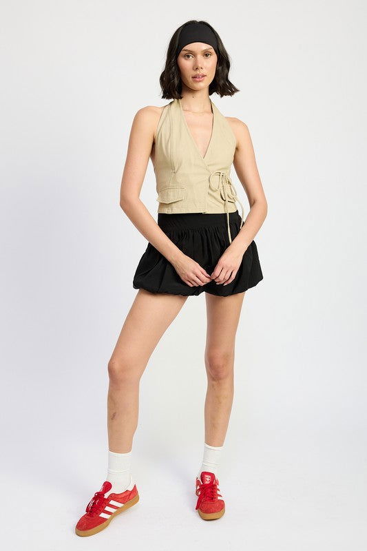 Emory Park Wrapped Halter Neck Top us.meeeshop - 