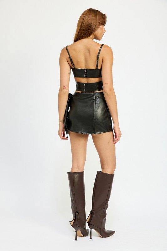 Emory Park Wrapped Leather Crop Top us.meeeshop - 