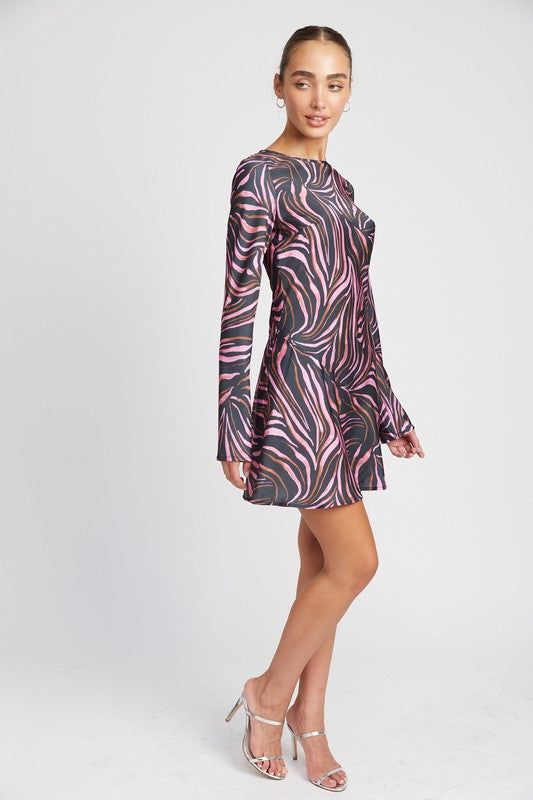 Emory Park Zebra Print Mini Dress With Laced Up Back us.meeeshop - 