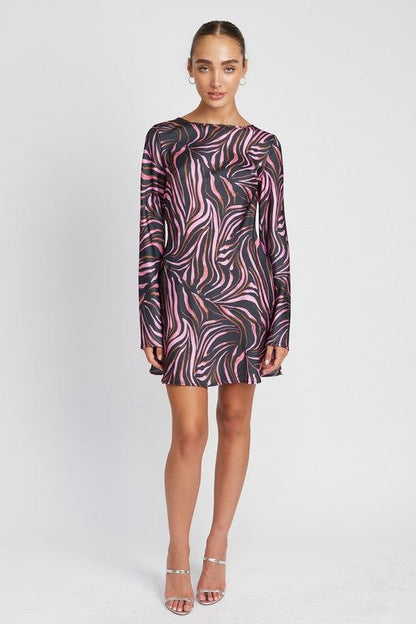 Emory Park Zebra Print Mini Dress With Laced Up Back us.meeeshop - 