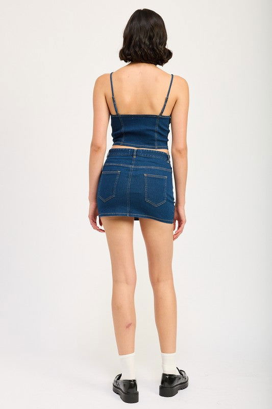 Emory Park Zip Up Denim Corset Top us.meeeshop - 