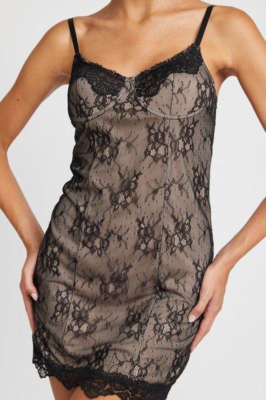 Emory Park Spaghetti Strap Mini Lace Dress - us.meeeshop