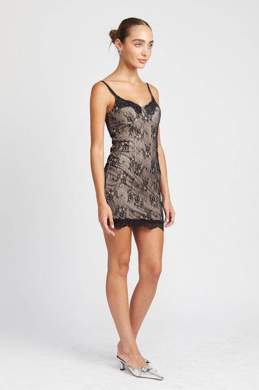 Emory Park Spaghetti Strap Mini Lace Dress - us.meeeshop