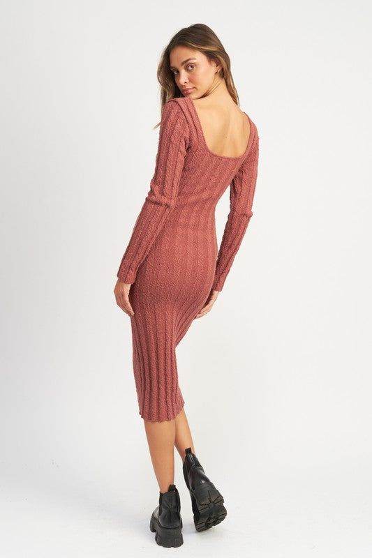 Emory Park Square Neck Ribbed Midi Dress - us.meeeshop