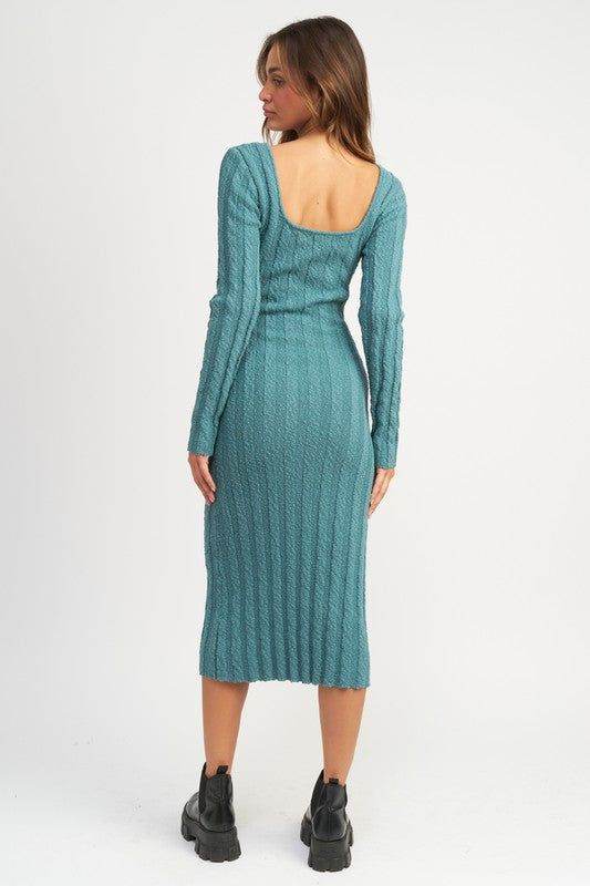 Emory Park Square Neck Ribbed Midi Dress - us.meeeshop