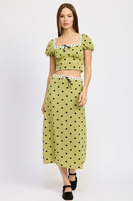 Emory Park Polka Dot Midi Skirt With Lace Trim - us.meeeshop