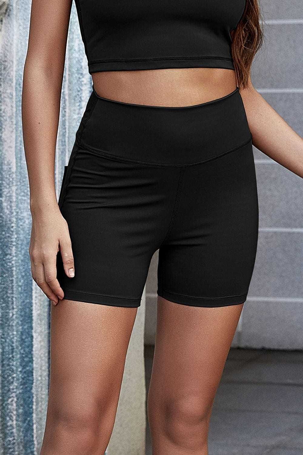 Exposed Seam Decorative Button Yoga Shorts us.meeeshop - Shorts