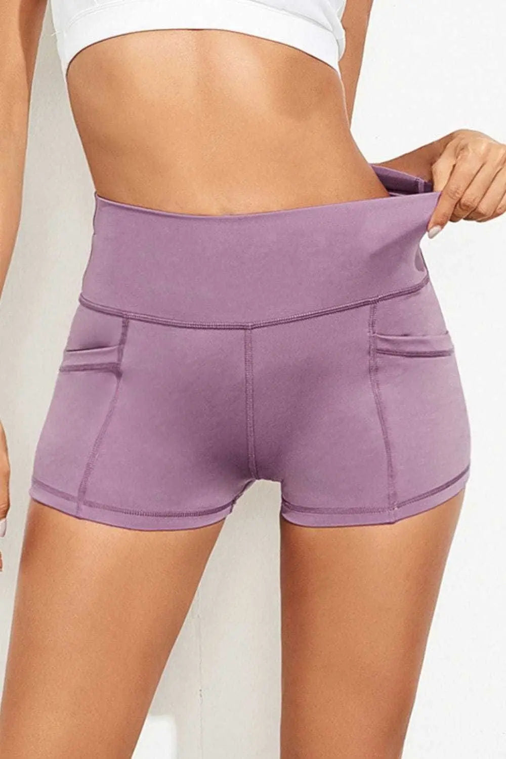 Exposed Seam High Waist Yoga Shorts us.meeeshop - 