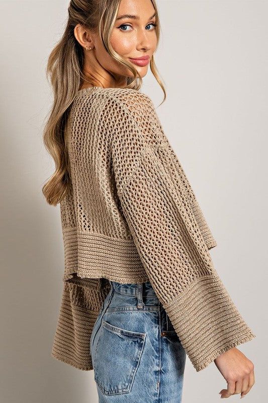 Eyelet Knit Cardigan us.meeeshop - 