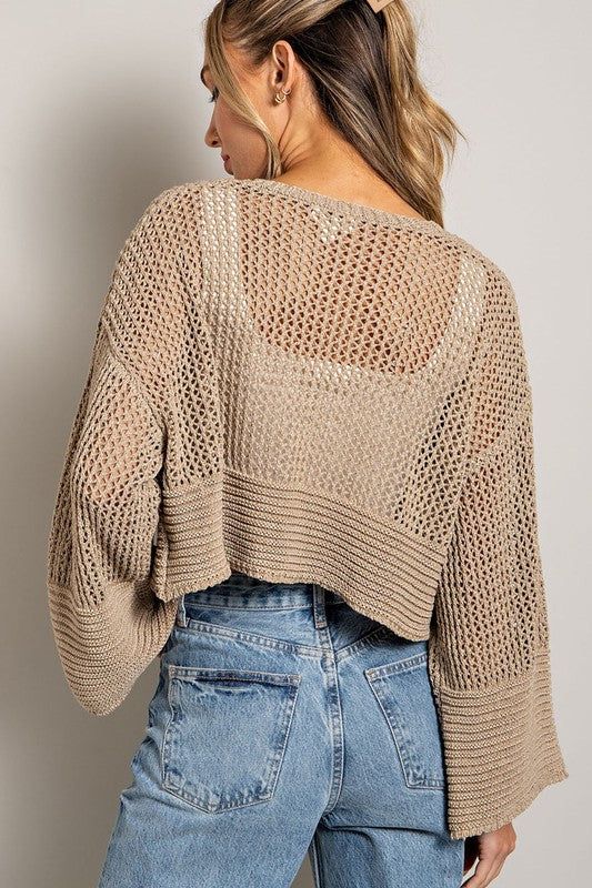 Eyelet Knit Cardigan us.meeeshop - 