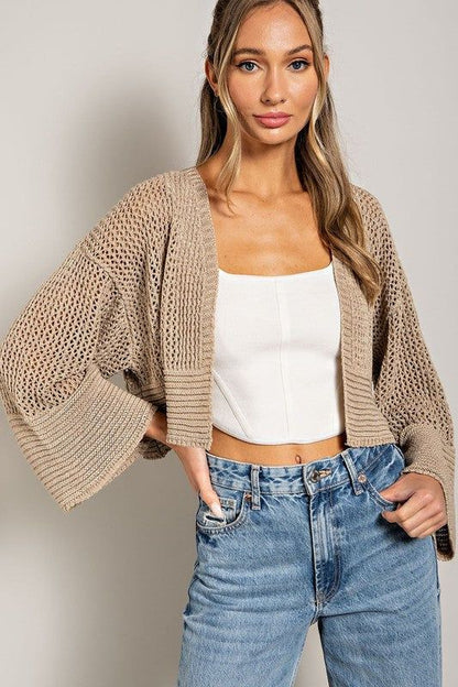 Eyelet Knit Cardigan us.meeeshop - 