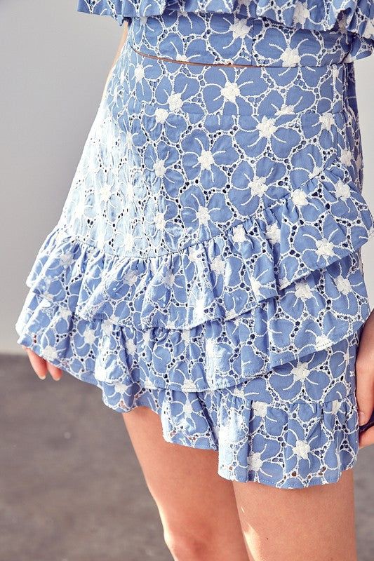 Eyelet Ruffle Skirt us.meeeshop - Skirts